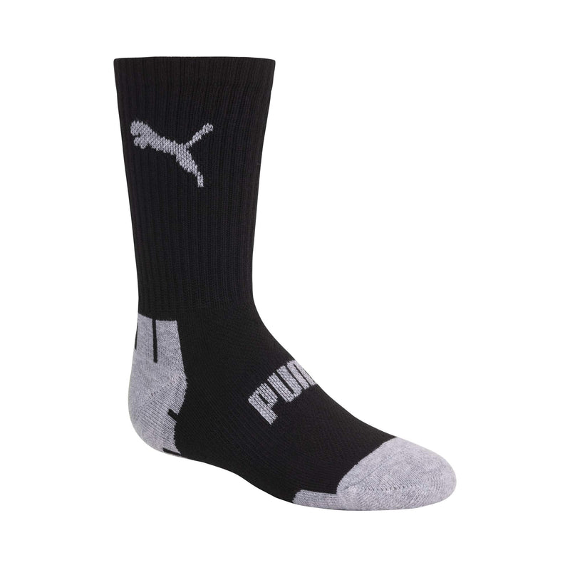 [Australia - AusPower] - PUMA boys 6 Pack Crew Cut Socks 9-11 Black/Grey 