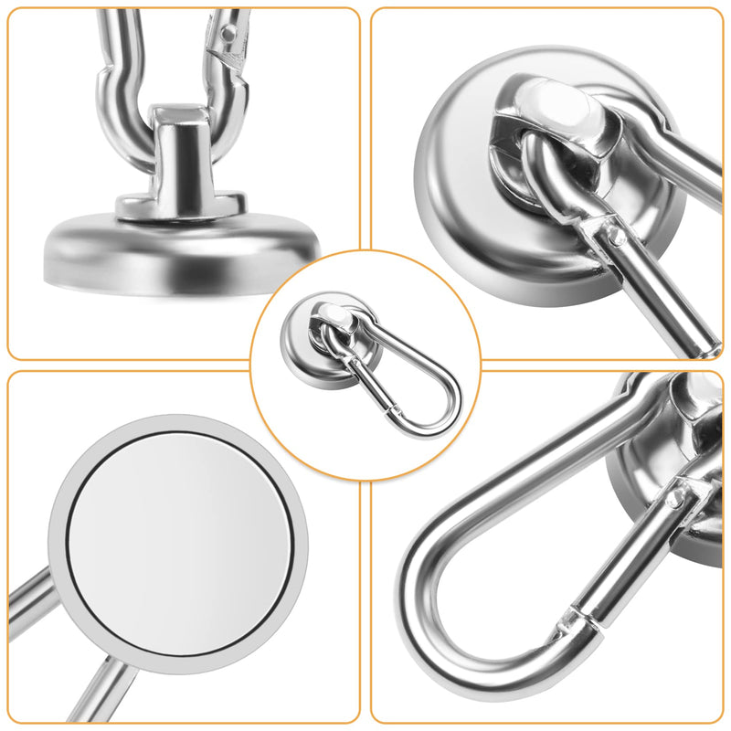 [Australia - AusPower] - FINDMAG 6 Pack Magnetic Hooks with Swivel Carabiner, 50LBS Neodymium Magnet Hooks Heavy Duty, Strong Magnetic Hooks for Hanging Magnet with Hook for Kitchen, School, Warehouse, Home Set of 6 