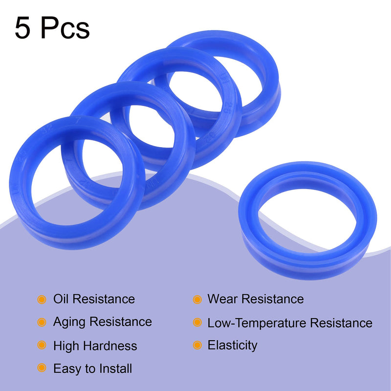 [Australia - AusPower] - MECCANIXITY UN Radial Shaft Seal 25mm ID x 32mm OD x 7mm Width PU Oil Seal, Blue Pack of 5 