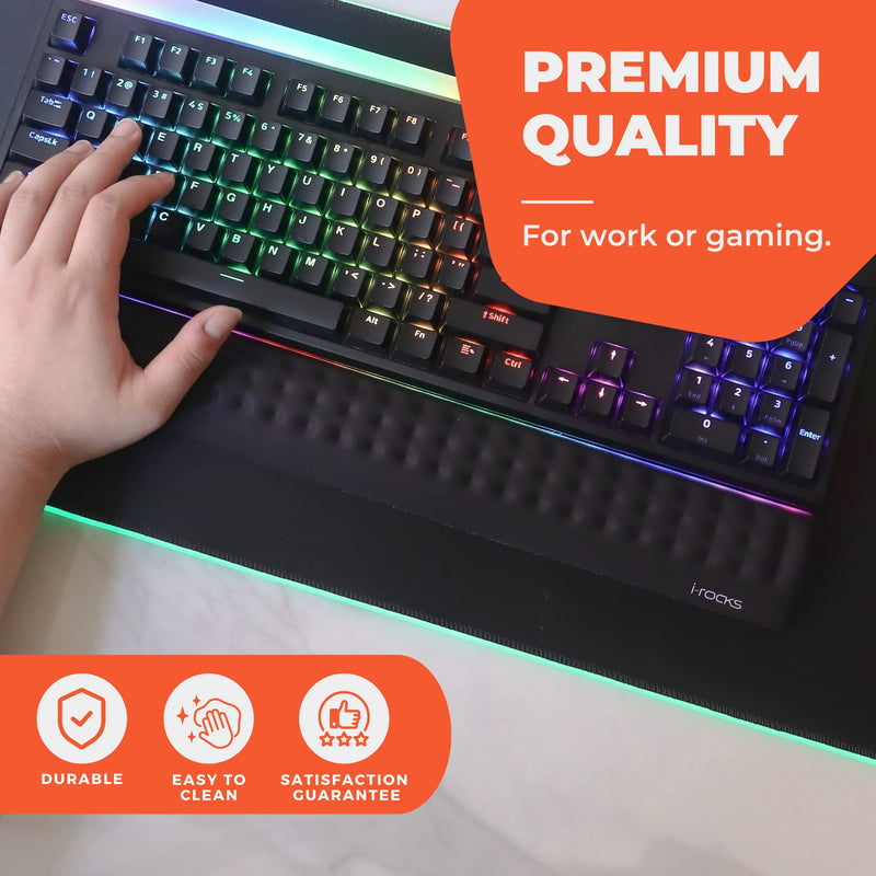 [Australia - AusPower] - i-Rocks IRC41 Ergonomic Keyboard Memory Foam Wrist Rest Pad with Anti-Slip Base; Provides Cushioned Support and Pain Relief for Office, Gaming, Computer, Laptop, and Typing. (Black) Black Keyboard Pad 