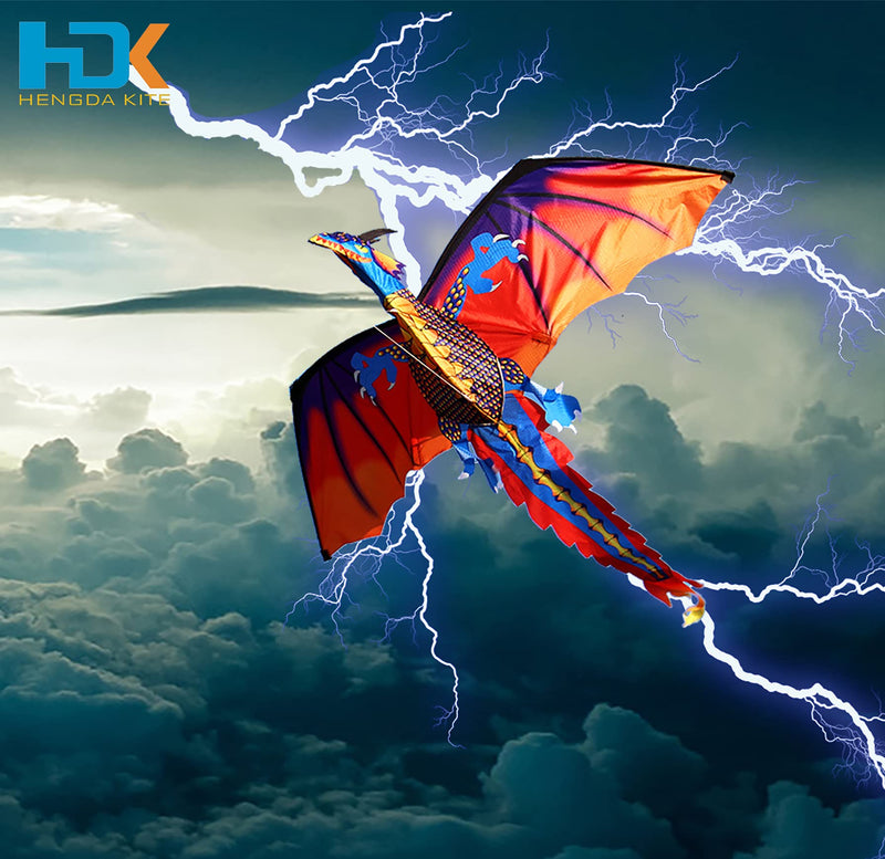 [Australia - AusPower] - HENGDA KITE-Upgrade Classical Dragon Kite Stereoscopic Dragon Kites for Kids & Adults Easy to Fly for Beginner Easter 55inch x 62inch Single Line with Tail 