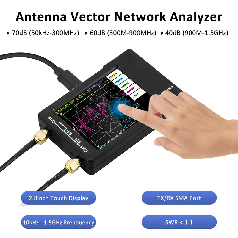 [Australia - AusPower] - [Upgraded] AURSINC NanoVNA-H Vector Network Analyzer 10KHz -1.5GHz Latest HW Version 3.6 | HF VHF UHF Antenna Analyzer Measuring S Parameters, Voltage Standing Wave Ratio, Phase, Delay, Smith Chart 