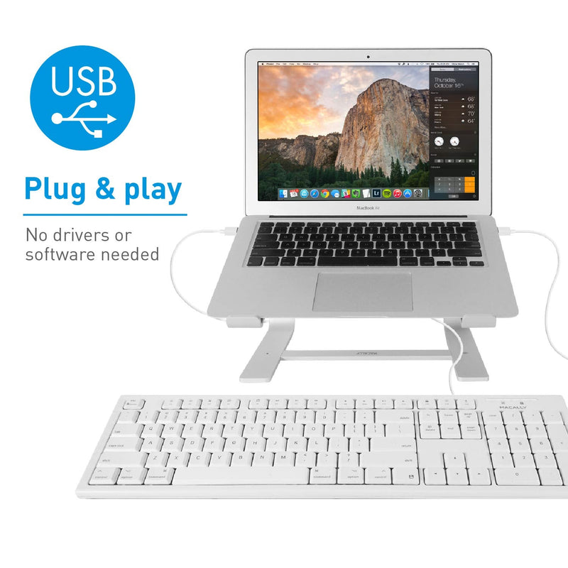[Australia - AusPower] - Macally Full-Size USB Wired Keyboard for Mac Mini/Pro, iMac Desktop Computer, MacBook Pro/Air Desktop w/ 16 Compatible Apple Shortcuts, Extended with Number Keypad, Rubber Domed Keycaps - Spill Proof white 
