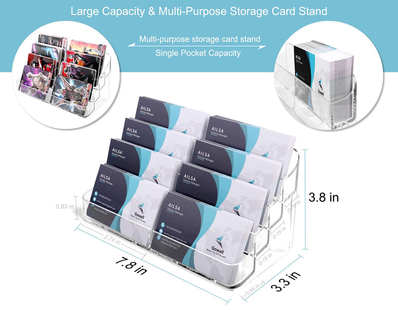 [Australia - AusPower] - Gowall Business Card Holder, 8 Pocket Acrylic Business Card Holder for Desk Clear Business Card Stand Desktop Business Card Holders Plastic Business Card Display for Exhibition, Home and Office 1 