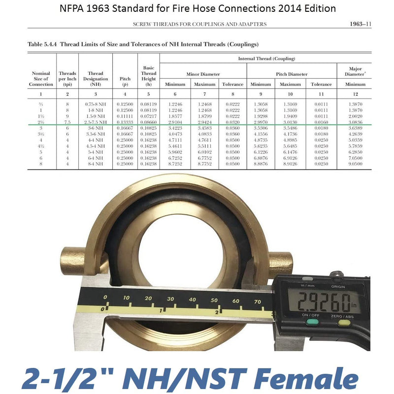 [Australia - AusPower] - Happy Tree 2-1/2" NH/NST Female x 2" NPT Male Brass Male Swivel Adapter Fire Hose Hydrant Adapter with Pin Lug Brass Fire Equipment BHASW2520 