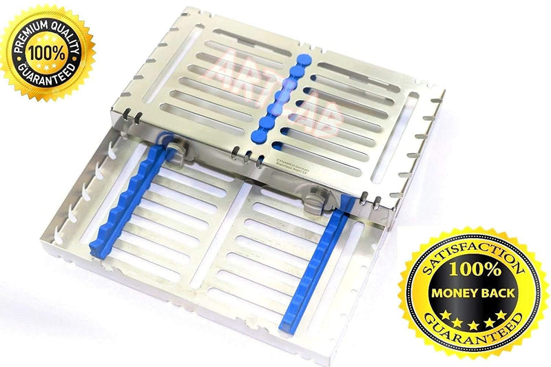 [Australia - AusPower] - Detachable Dental Autoclave Sterilization Cassettes Racks Box for 7 Instruments Blue CYNAMED 