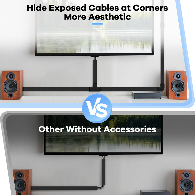 [Australia - AusPower] - 125.6in Cord Hider Kit, Wire Hiders for TV on Wall, Paintable Cable Management Kit, Wire Cover for Wall Mount TV, Hide Wires Along Wall, Black Cord Cover Wall Wire Management, 8xL15.7in W0.95inH0.55in Medium 