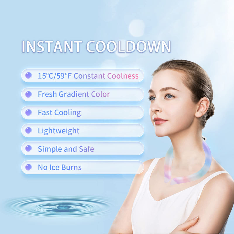 [Australia - AusPower] - Climafusion Gradient Neck Cooling Ring, Neck Cooling Tube Cooling Starts Below 15°C (59°F), Reusable Wearable Cooling Neck Wraps for Summer Heat Outdoor Indoor Cooling and Heat Dissipation Blue Sky Gradient 