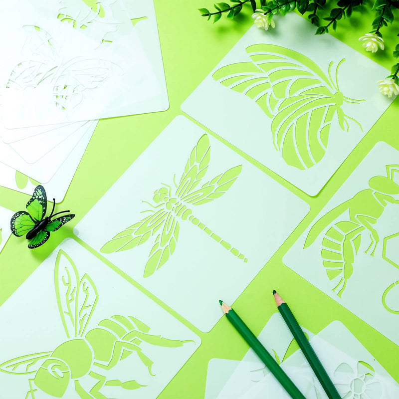 [Australia - AusPower] - 20 Pieces Stencil Template for Painting Reusable Animal Plant Stencil Spring Summer Winter Template, DIY Christmas Stencils for Painting on Wood Wall Home Decor (Bee Butterfly) Bee Butterfly 