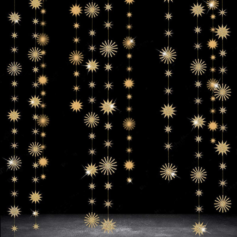 [Australia - AusPower] - pinkblume Gold Star Party Decorations Kit Sparking Twinkle Star Garland Glitter Paper Streamer Banner for Birthday Wedding Bridal Baby Shower Nursery Kids Room Holiday Showcase Decorations Supplies Gold Sparking 