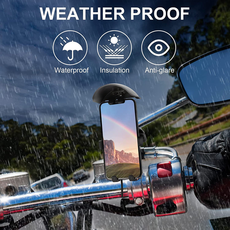 [Australia - AusPower] - WZZPF Waterproof Motorcycle Wireless Phone Holder with Qi 15W Wireless Charger & USB 15W Fast Charging Port Aluminum Alloy Cell Phone Holder Waterproof for 4''-7'' Cellphones Qi/ USB Quick Charger 