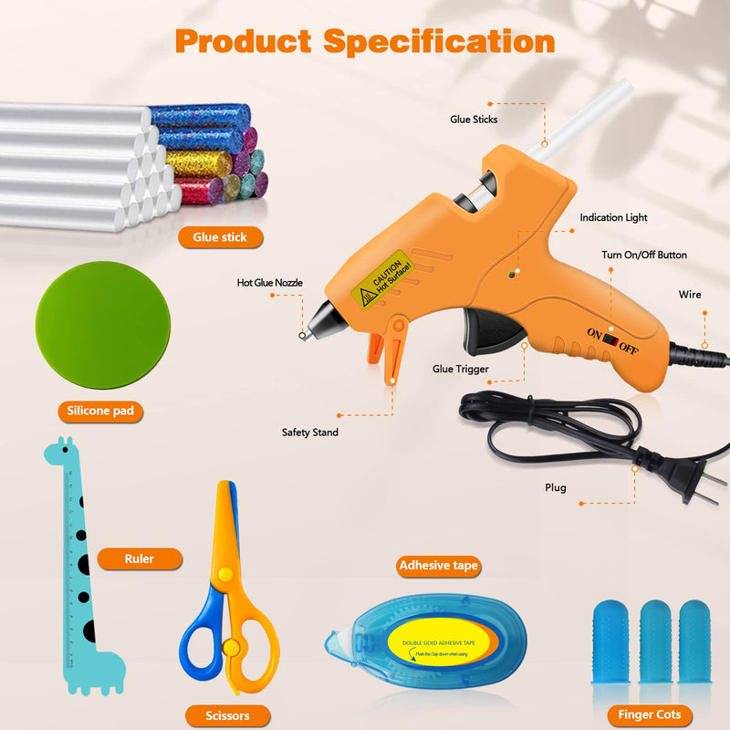 [Australia - AusPower] - Mini Hot Glue Gun Kit, 60Hz Rapid Heating, LED Satety Light, Precision Nozzle, with 30 pcs Glue Sticks for Crafts, School DIY Arts, Home Quick Repairs 