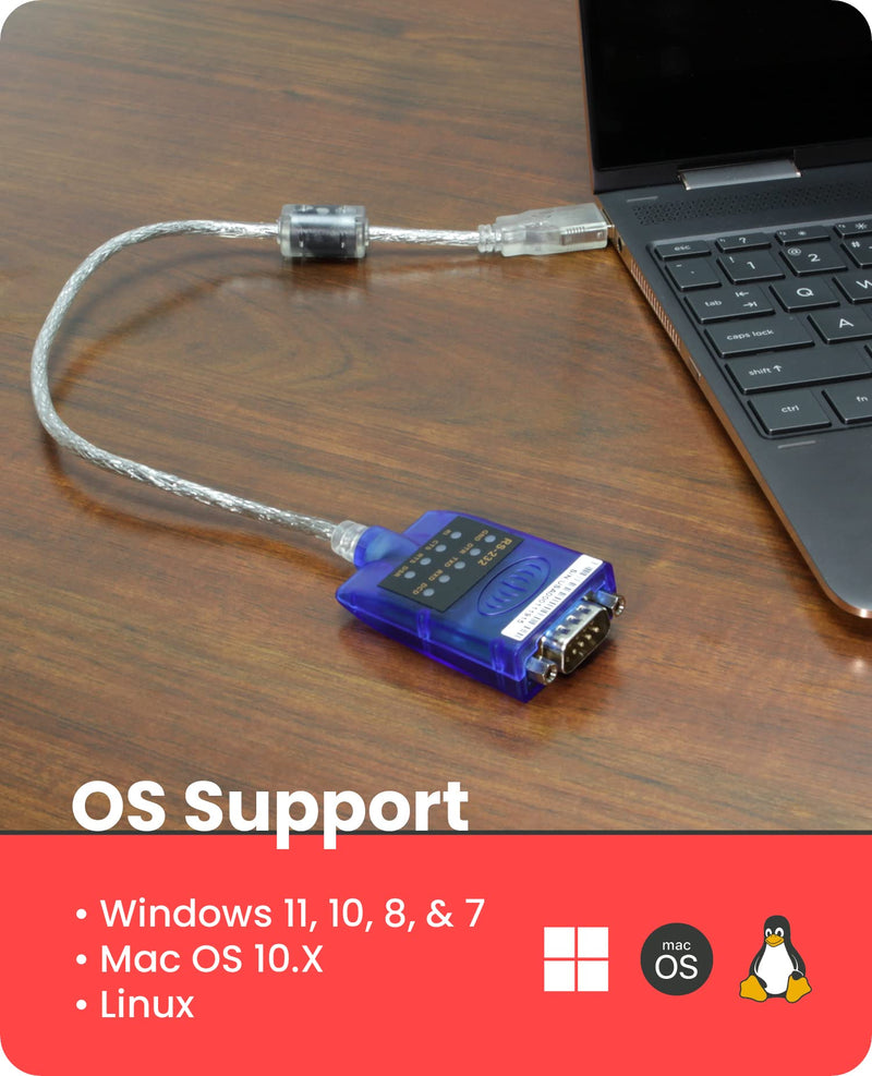 [Australia - AusPower] - Gearmo 16in. USB 2.0 to RS-232 Serial Converter w/ LED Indicators & FTDI 