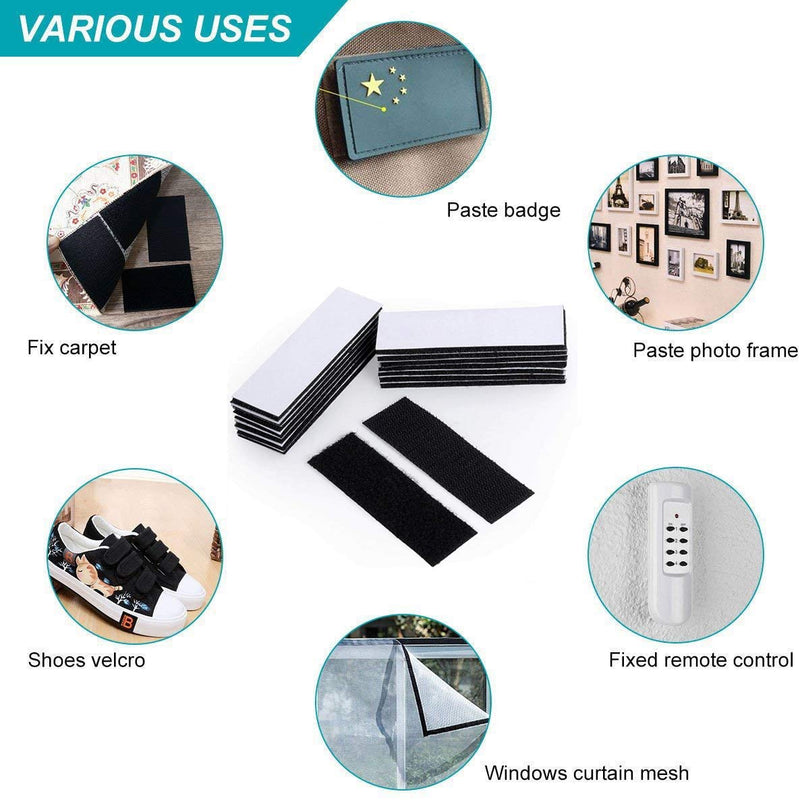 [Australia - AusPower] - Heavy Duty Mounting Tape Double-Side Reclosable Hook Loop Strips Tape Sticky Fastener Waterproof Indoor Outdoor Use for Holds Picture Frame and Tools (15Pack- 3x10cm) 