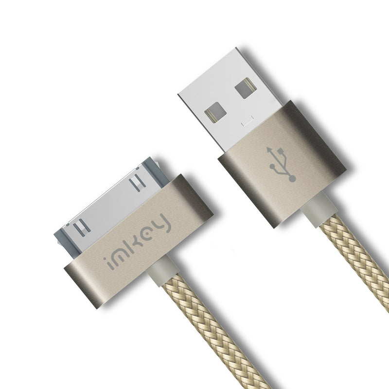 [Australia - AusPower] - IMKEY Apple Certified 6.5 Feet 30-Pin to USB Sync and Charging Cable for iPhone 4 / 4S, iPhone 3G / 3GS, iPad 1/2 / 3, iPod - (Golden) 