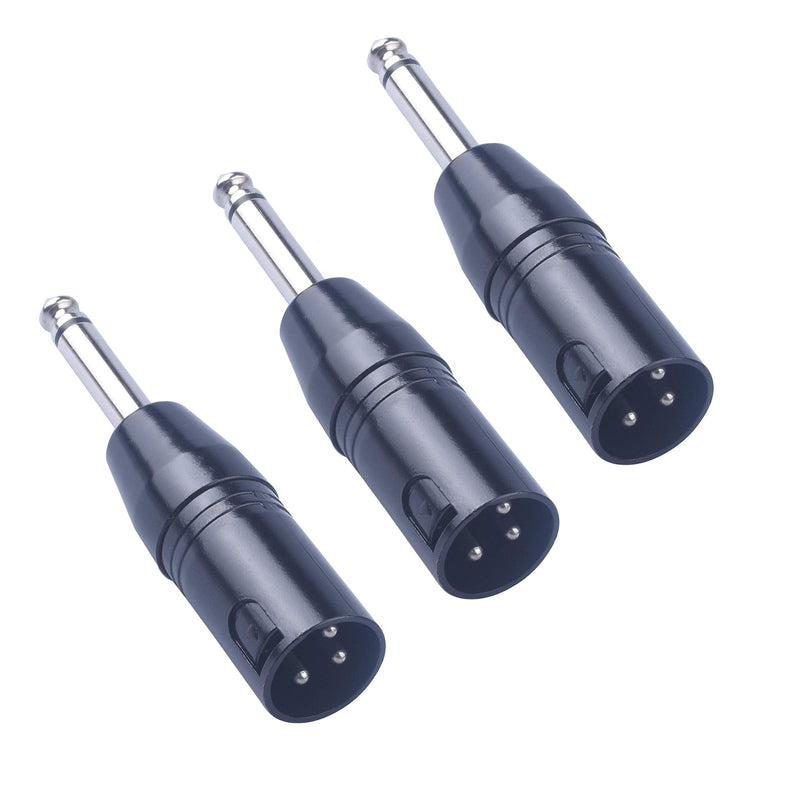 [Australia - AusPower] - XLR Male to 1/4" Adapter - Devinal Upgrade 6.35mm Mono to XLR Gender Changer, Quarter Inch TS to 3 PIN XLR Converter Audio Coupler Connector Metal Construction Mic Jack Plug (3 Pack) 3 Pack Adapter 