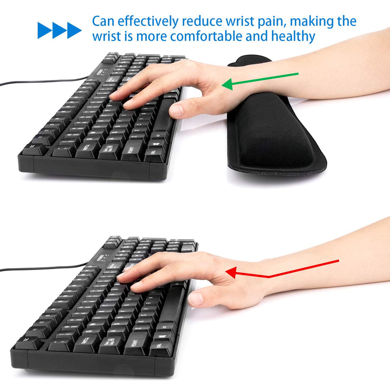 [Australia - AusPower] - Keyboard Wrist Rest, Wrist Pad for Keyboard, Memory Foam Computer Keyboard Pad - 2 Pack, Black 