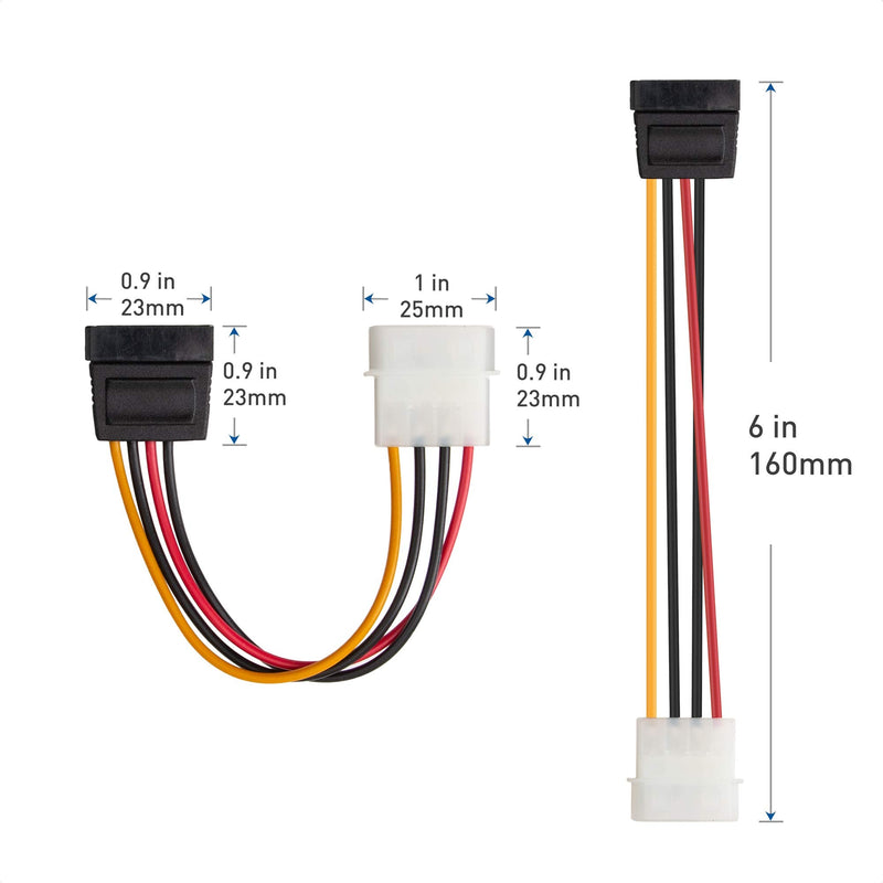 [Australia - AusPower] - Cable Matters 3-Pack 4 Pin Molex to SATA Power Cable (SATA to Molex) - 6 Inches 
