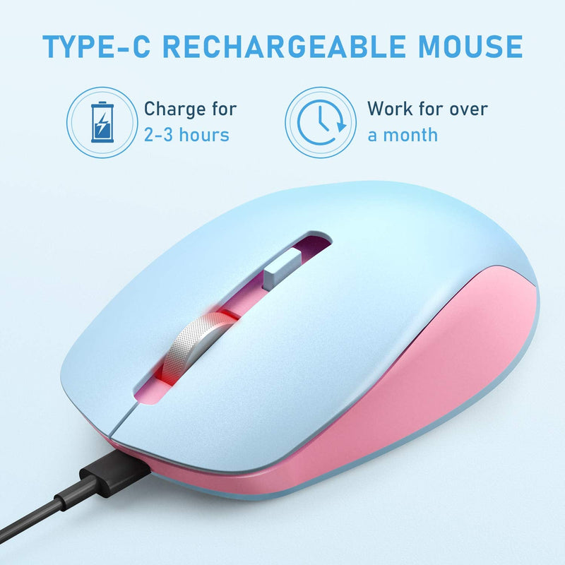 [Australia - AusPower] - Wireless Bluetooth Mouse, seenda 2.4G + Bluetooth 4.0 Wireless Mouse with 3 Adjustable DPI Levels for Windows and Mac Computers,iPad,Chromebook, Pink and Blue 