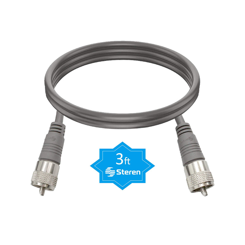 [Australia - AusPower] - Coax Cable - Coaxial Cable Connector - 3 ft Antenna Cable - Gray - Coax Cable Connector - RG8X Coaxial Cable - UHF Antenna Cable - Male to Male Cable - RG8X Coax - 0.9 M - STEREN 205-703 3 Feet 