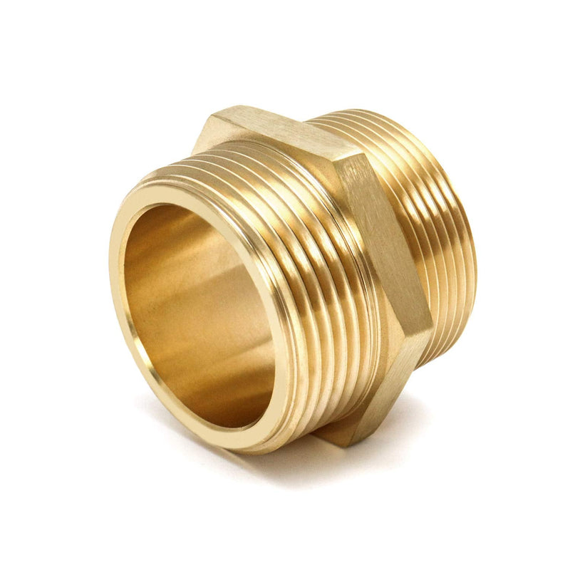 [Australia - AusPower] - QWORK Brass Hexagonal Nipple Fitting, 1-1/2" NPT Male x 1-1/2" NST (NH) Male, Fire Equipment Hexagonal Nipple Fire Hose Adapter 