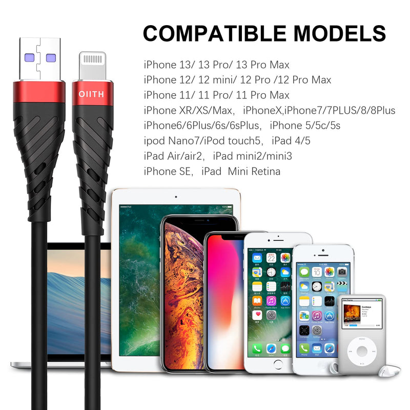[Australia - AusPower] - iPhone Charger Cable 3-Pack 6ft, OIITH [MFi Certified] iPhone Charging Cord 6 Foot, Extra Long 6 Feet iPhone Charger Cord, 2.4A iPhone Power Wire Compatible with iPhone12/11/XS/Max/XR/X/8/7/6/iPad 3 Pack 6 Feet Red 