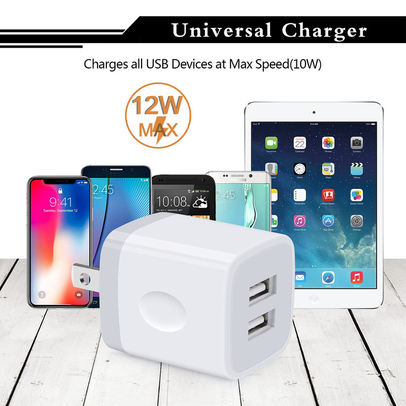 [Australia - AusPower] - Wall Charger,Fast Charging Block,5Pack 2.1A 2 Port Charger Plug Travle Charger Box for iPhone 13 12 Pro Max/11 Pro Max/SE/8/7/6 Plus,Samasung Galaxy S22 Plus S21 Ultra S20 FE F23 Note 20, LG G8 G9 G8X 5Pack White 