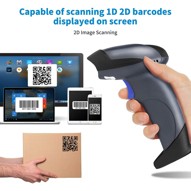 [Australia - AusPower] - NETUM Wireless 2D QR Barcode Scanner with Stand, 3 in 1 Bluetooth & 2.4GHz Wireless & USB Wired Automatic Bar Code Imager Reader Handhold Scanner Gun Compatible for Laptops, Computers, Cashier, POS 