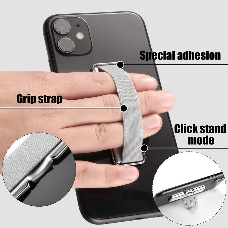 [Australia - AusPower] - 6 Pieces Finger Strap Phone Holders Phone Handle Grip Cell Phone Stand with Kickstand Elastic Phone Finger Holder for Cell Phone Case Small Tablets 