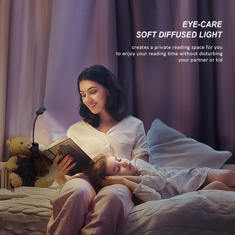 [Australia - AusPower] - Rechargeable Book Light, Merisky LED Clip on Reading Light for Book in Bed, 3 Color × 3 Brightness, Up to 60 Hours Eye Care Reading, Warm & White, Perfect for Kids, Bed Headboard & Travel 