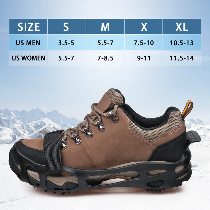 [Australia - AusPower] - Ice Cleats Snow Traction Cleats for Walking on Snow and Ice Women Men Winter Outdoor Anti Slip Spikes Crampons Ice Cleats for Hiking Snow Boots Shoes Medium(5.5-7 men/7-8.5 women) 