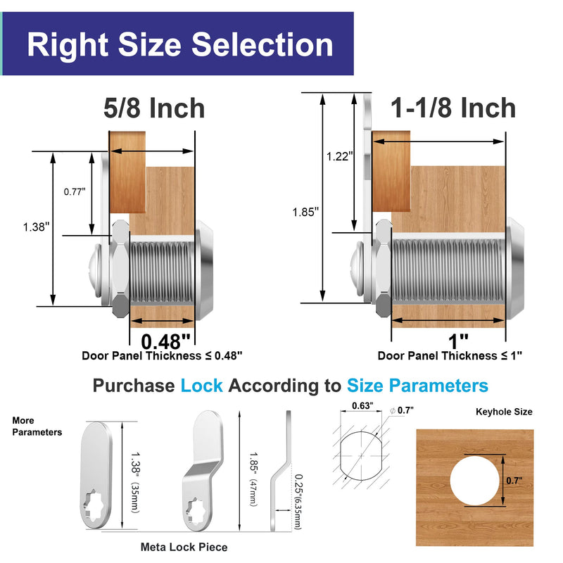 [Australia - AusPower] - Jayseon 3 Pack Cabinet Locks with Keys, Mailbox Lock Cam Locks 5/8" Keyed Alike, Toolbox Lock Replacement Lock for Toolbox Locks with Keys, Zinc Alloy 3 Pcs 5/8 Inch 