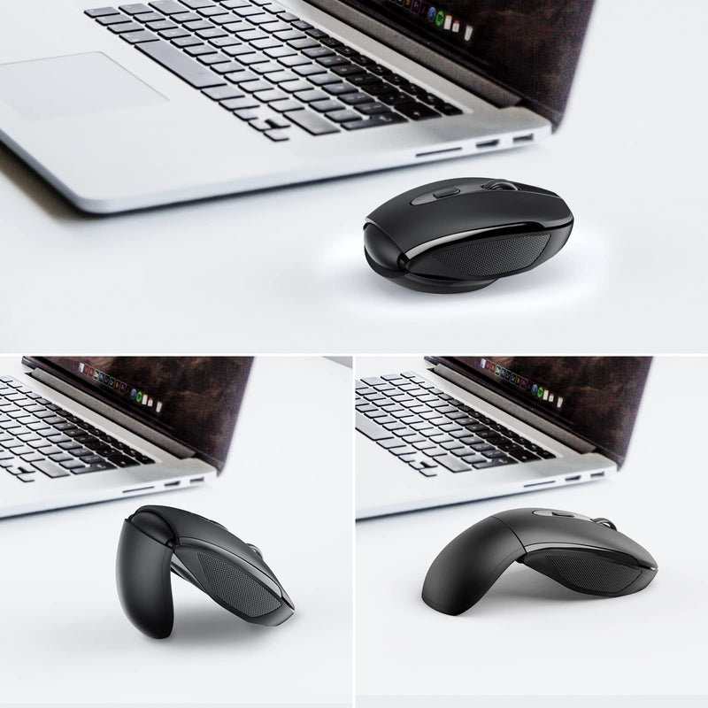 [Australia - AusPower] - Folding Wireless Optical Mouse TECKNET 2.4G Portable Mouse with USB Nano Receiver for Notebook, PC, Laptop, Computer, 18 Month Battery Life, 3 Adjustable DPI Levels: 2000/1500/1000 DPI (Black) Black 