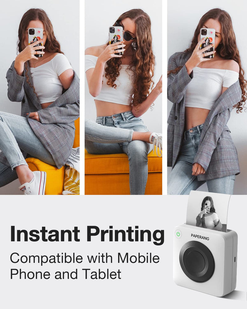[Australia - AusPower] - Paperang P3 Portable Printer, 300 DPI Thermal Label Printer, Wireless Bluetooth Printer, Supports 3-Inch (80mm) Inkless Printing for Labels, Stickers, Images, QR Codes, and More - White 