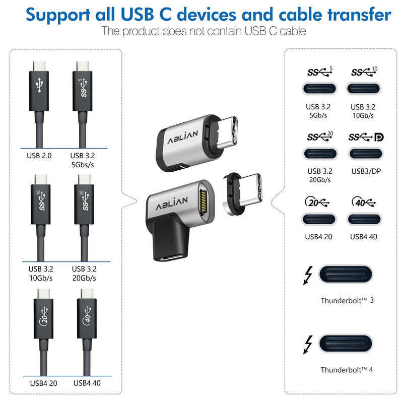 [Australia - AusPower] - USB C Magnetic Adapter,(2 Pack Straight & Right Angle) Support Thunderbolt 4,USB4.0, PD 100W Quick Charge,40Gb/s Data Transfer,8K Video Output Compatible with MacBook and More USB C Devices. USB adapter 
