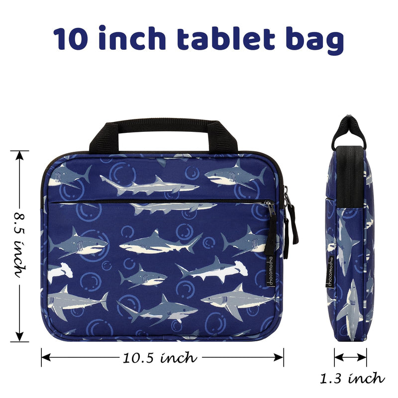 [Australia - AusPower] - Choco Mocha Tablet Bag for Kids（10inch & 12.5inch） 10inch（10.5 x 8.5 x 1.3） Shark-Navy 10inch 