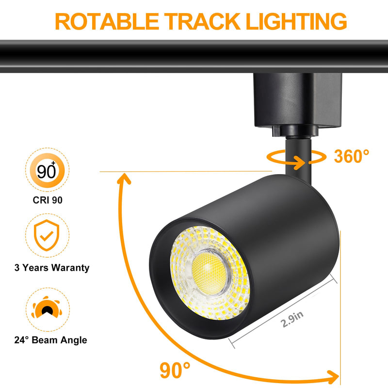 [Australia - AusPower] - VANoopee 10W Dimmable LED Track Lighting Heads H Type Track Light Replacement Fixtures Bright 3000K Warm White Ceiling Spotlight for Accent Task Art, Flicker Free CRI90+ 24Â° 800lm Black, Pack of 1 