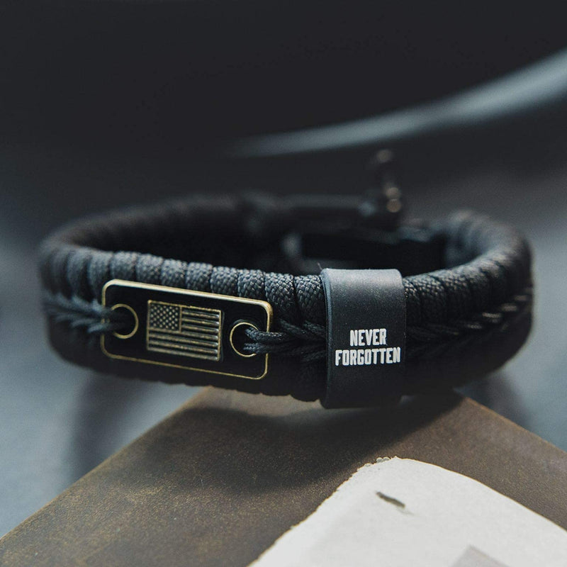 [Australia - AusPower] - Hero Company Never Forgotten Paracord Bracelet - Tactical Survival Bracelet for Men with Bronze USA Flag - Helps Pair Military Veterans with a Companion Dog 