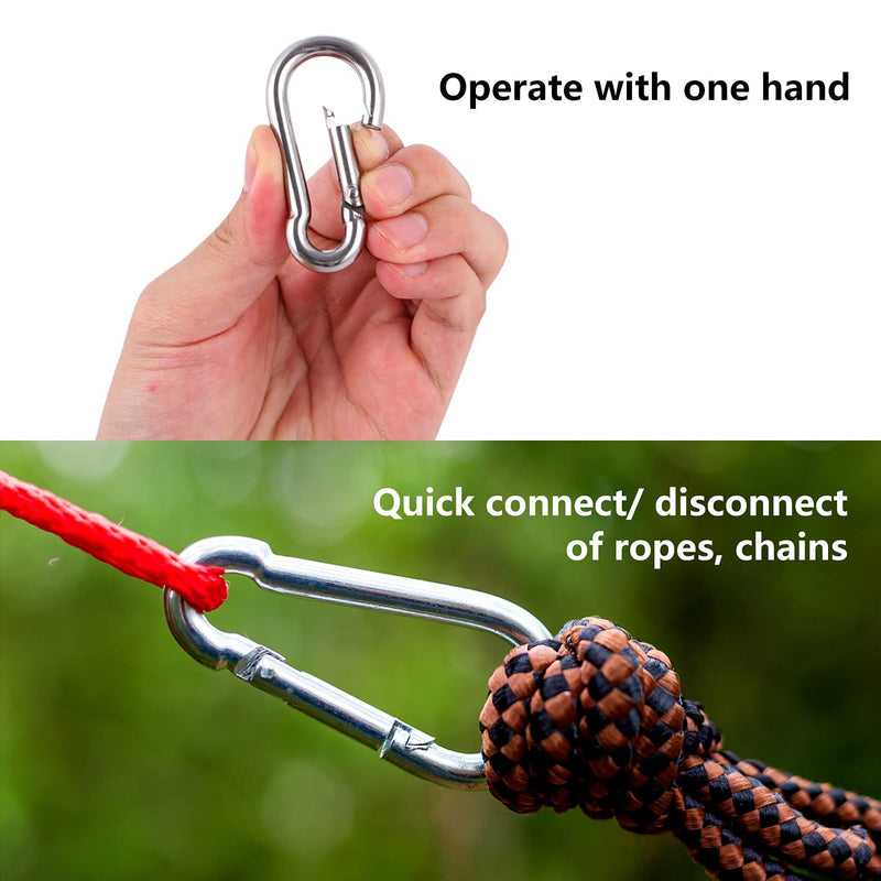 [Australia - AusPower] - 12 Pcs Spring Snap Hook Stainless Steel Carabiner Clip Small Keychain Quick Links for Camping Gear, Hang Bird Feeders, Dog Leash(M4 1.57 Inches) M4 