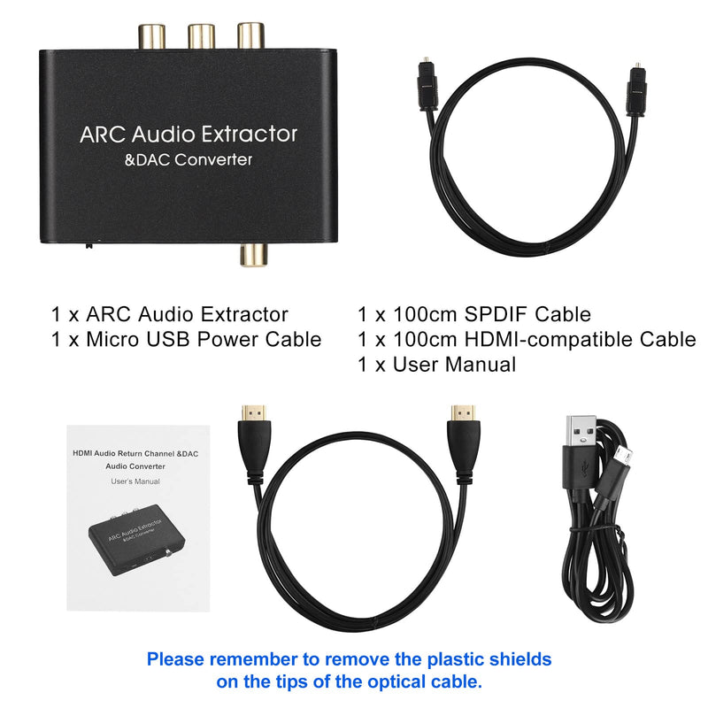 [Australia - AusPower] - HDMI ARC Audio Extractor 192KHz DAC Converter ARC Audio Extractor Support Digital HDMI Audio to Analog Stereo Audio RCA L/R Coaxial SPDIF and 3.5mm Jack ARC Audio Adapter for TV 
