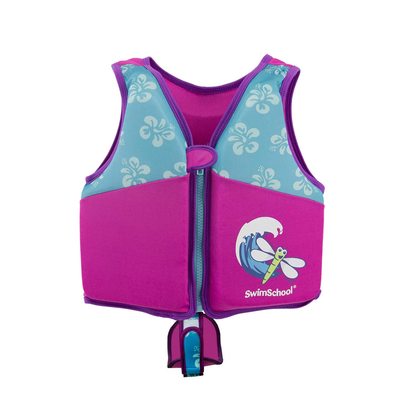 [Australia - AusPower] - SwimSchool Swim Trainer Vest – Medium/Large Max 50 Pounds – Kids Swim Vest with Padded Shoulders –Comfortable Flex-Form-Fit Design with Adjustable Safety Strap – Pink/Aqua 