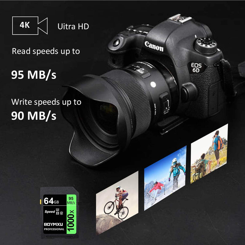 [Australia - AusPower] - 64GB Memory Card, BOYMXU Professional 1000 x Class 10 UHS-I U3 Memory Card Compatible Computer Cameras and Camcorders, Memory Card Up to 95MB/s, Green/Black 64GB GREEN 