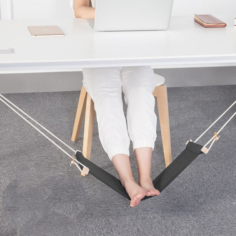 [Australia - AusPower] - Auoinge Foot Hammock Under Desk Foot Rest | Adjustable Office Footrest with Headphones Holder | Desk Hammock Durable Screw in Rubber Clamps | Black 