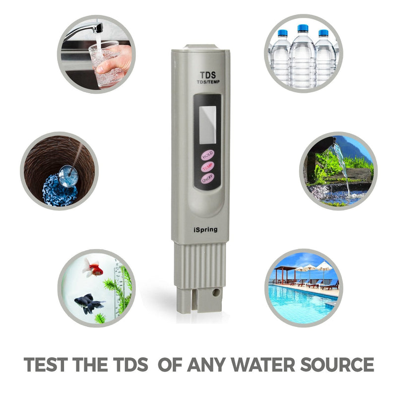 [Australia - AusPower] - iSpring TDS 3-Button Digital Water Quality Test Meter with Temperature Test Function Pocket Size 