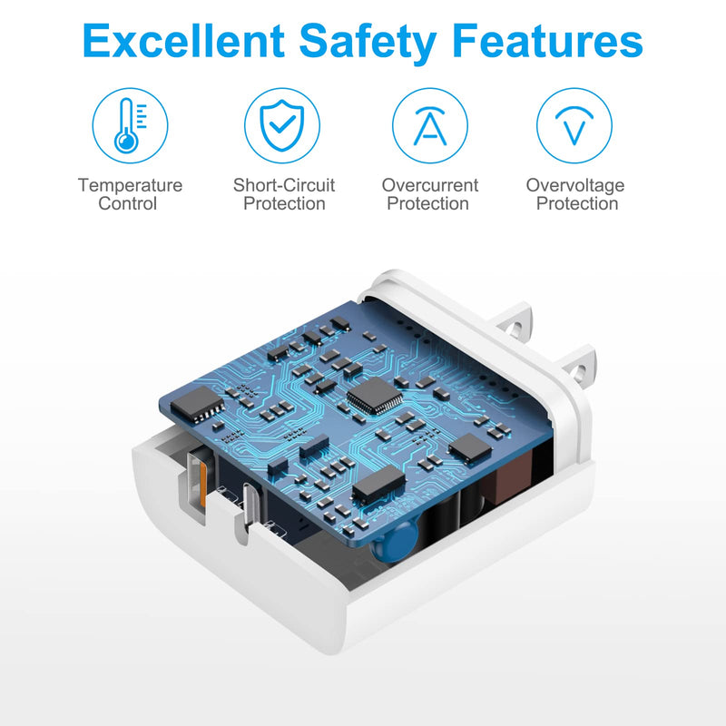 [Australia - AusPower] - USB C Wall Charger Block, 3 Pack 20W Dual Port Fast Charger, QC+PD 3.0 Plug Adapter Compatible with iPhone 14 13 12 11 Pro Max XR XS X 8 Samsung Galaxy and More 3-pack 