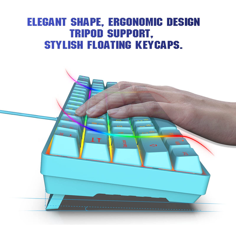 [Australia - AusPower] - Snpurdiri 60% Membrane Gaming Keyboard,RGB Compact Wired Small Keyboard, Strong Mechanical Feel for PC/Mac Gamer, Typist, Travel, Easy to Carry on Business Trip(68 Keys,Blue) Blue 