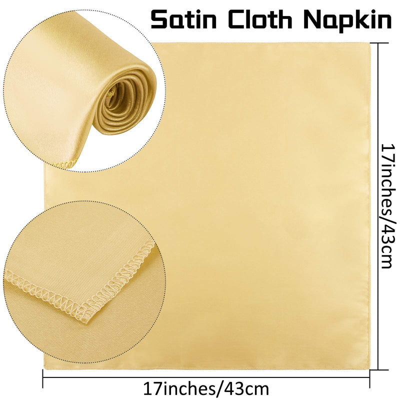 [Australia - AusPower] - ANECO 12 Pieces Satin Napkins Soft Dinner Napkins Square Table Napkins 17 x 17 Inches for Restaurant Weddings Party Dinner Decoration (Gold) Gold 