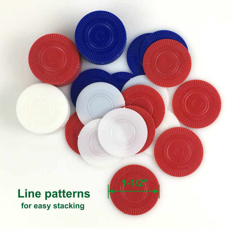 [Australia - AusPower] - GiftExpress Lot of 300, Plastic Poker Chips for Kids Game Play, Learning Math Counting, Bingo Game, Red, White & Blue 100 pcs ea 