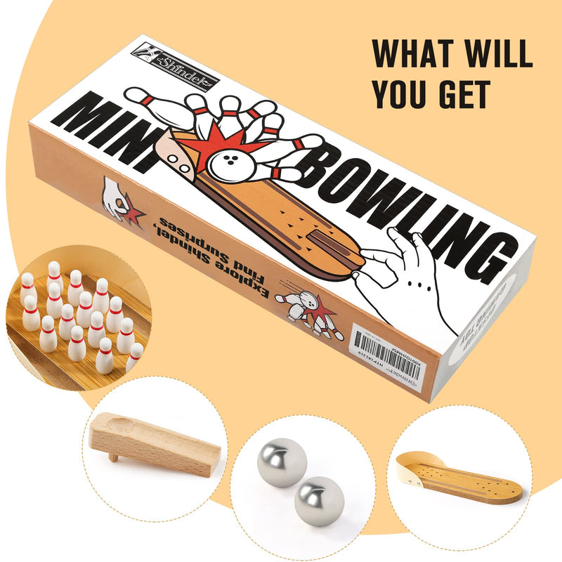 [Australia - AusPower] - 3 otters Mini Bowling Set, Wooden Tabletop Bowling Game Desk Toys Desktop Bowling Home Bowling Alleys, Desk Gifts for Coworkers 