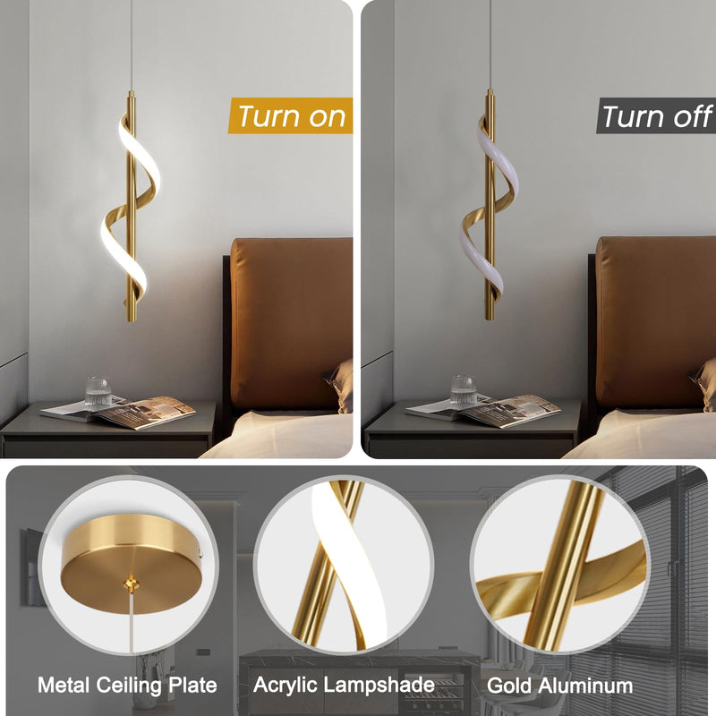[Australia - AusPower] - Vloitgol Modern Led Pendant Light Fixtures,6000K Cool White Gold Led Pendant Lighting for Kitchen Island,Adjustable Height Hanging Light Fixtures for Kitchen Dining Room Living Room,1 Pack 